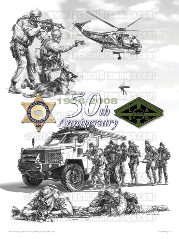 LASD SEB – 50th Anniversary Drawing Poster
